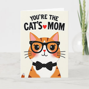 Tarjeta del amor de madre gato con gafas