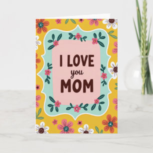 Tarjeta del amor de madres floral azul verdoso
