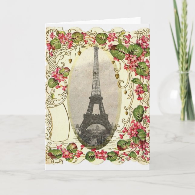 Tarjeta del amor del vintage de París (Anverso)