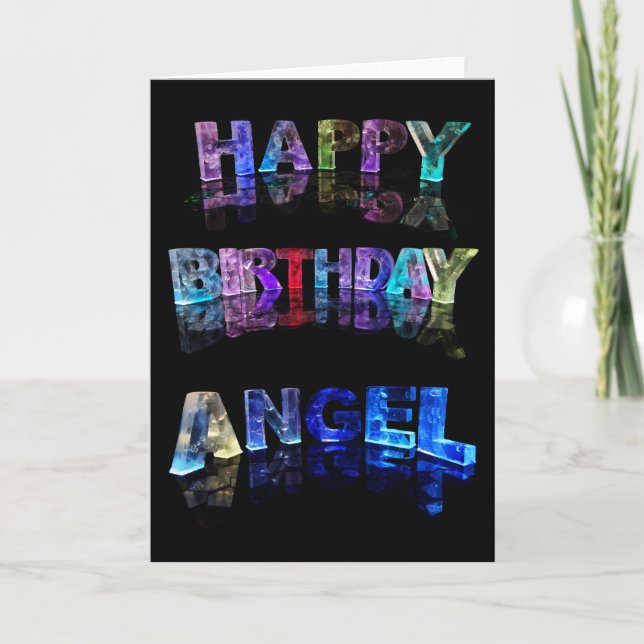 Tarjeta del ángel del feliz cumpleaños (Anverso)