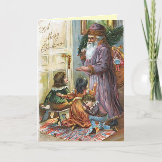 Tarjeta del ángel del navidad del vintage (Anverso)