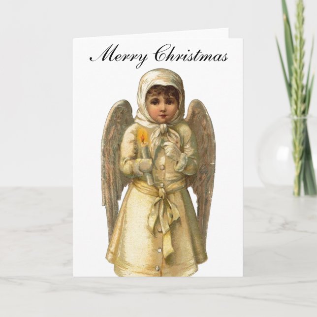 Tarjeta del ángel del Victorian del navidad del (Anverso)
