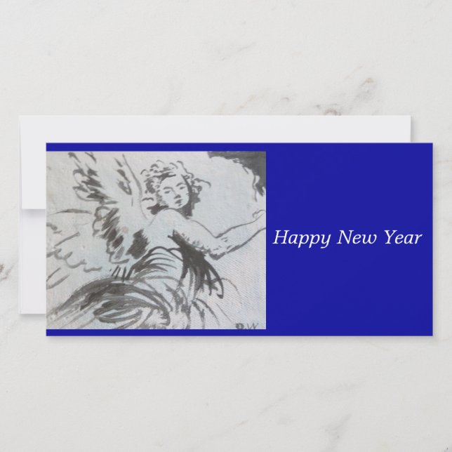 Tarjeta del ángulo de la Feliz Año Nuevo (Anverso)