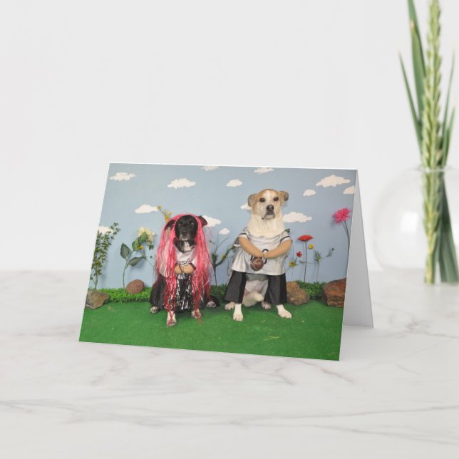Tarjeta del aniversario, 2 perros que representan (Anverso)