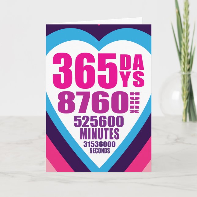Tarjeta del aniversario - 365 días - 1 amor (Anverso)