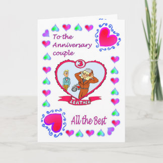 Tarjeta del aniversario - 3ro cuero