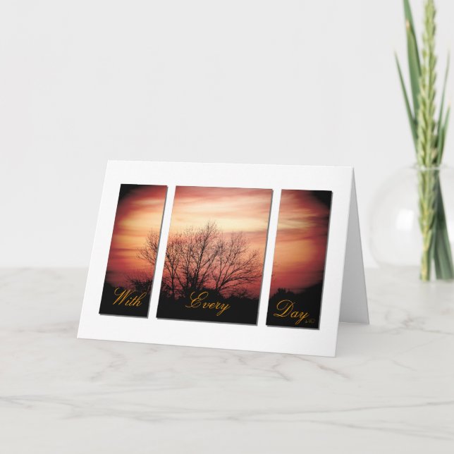 Tarjeta del aniversario de la puesta del sol (Anverso)