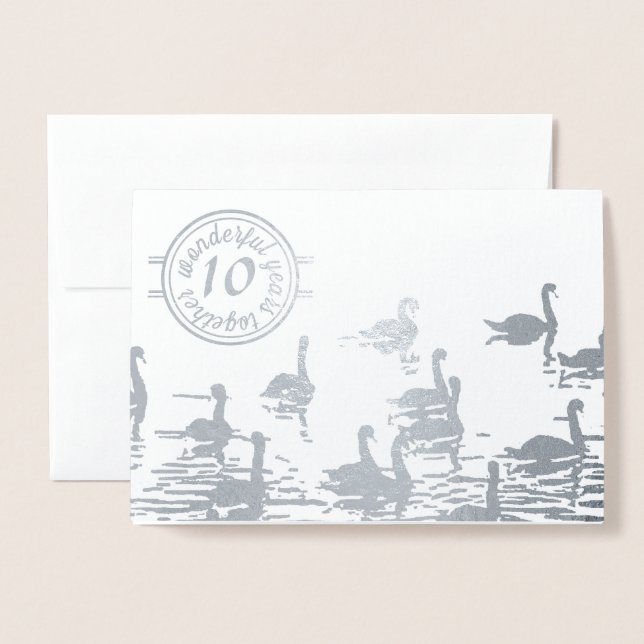 Tarjeta del aniversario del boda Swan 1000 tin (Anverso con sobre)