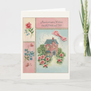 Tarjeta del aniversario del vintage para la madre