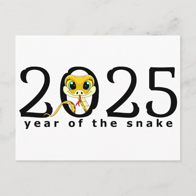 Tarjeta del Año Chino del Serpiente de Dibujos Ani (Anverso)