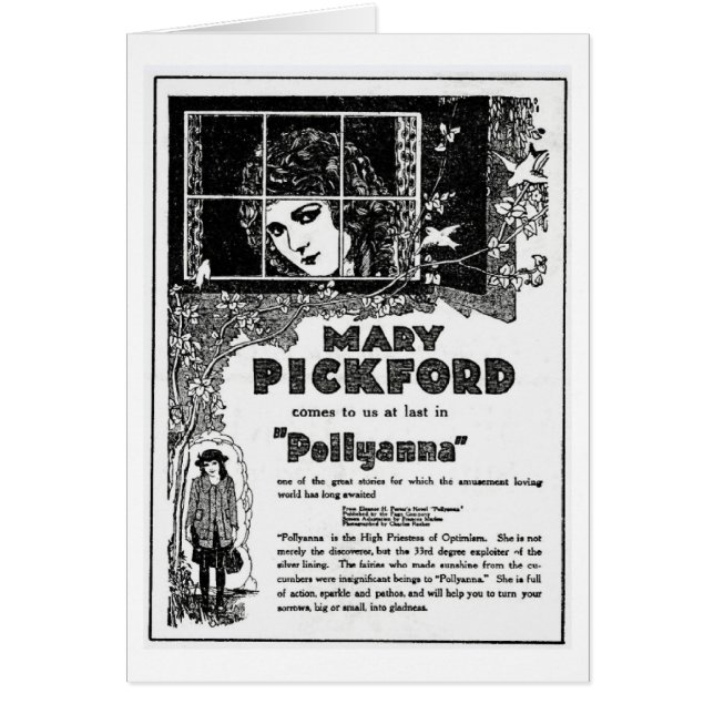 Tarjeta del anuncio de Mary Pickford Pollyanna (Frente)