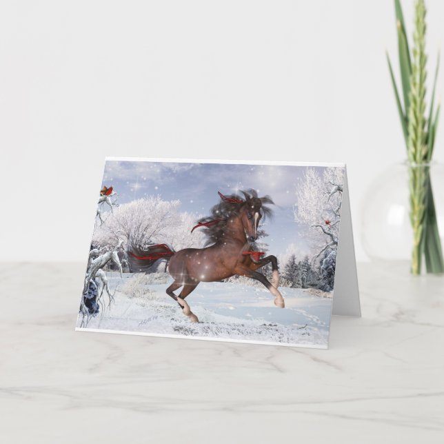 Tarjeta del árabe del caballo del navidad (Anverso)