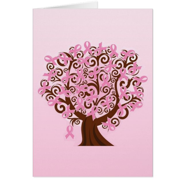 Tarjeta del árbol de cinta del rosa del cáncer de (Frente)