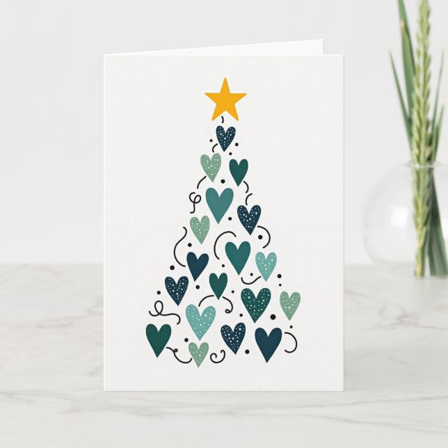Tarjeta del Árbol de Corazones de Navidad (Anverso)