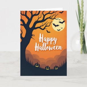 Tarjeta del árbol de Halloween feliz