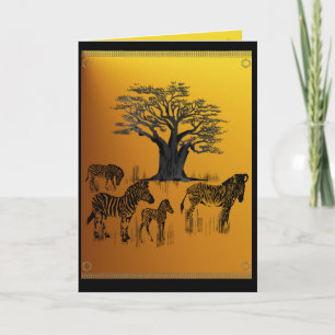 Tarjeta del árbol de la cebra y del baobab