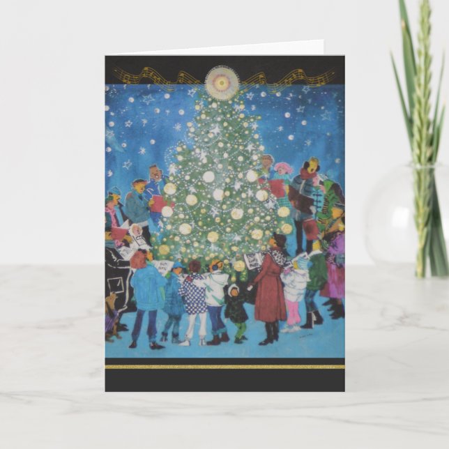 Tarjeta del árbol de navidad de los Carolers del (Anverso)