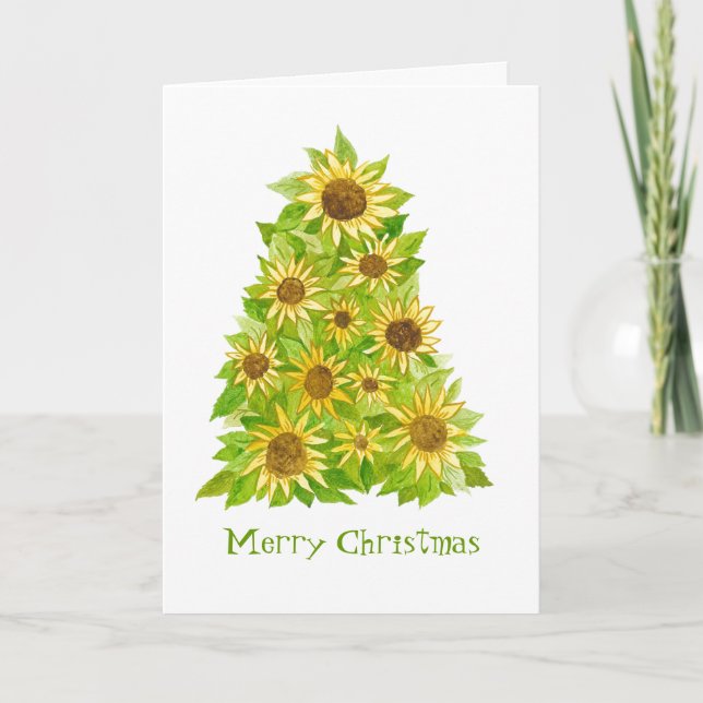Tarjeta del árbol de navidad del girasol (Anverso)