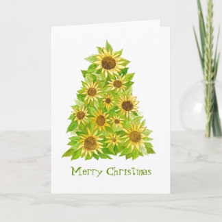 Tarjeta del árbol de navidad del girasol