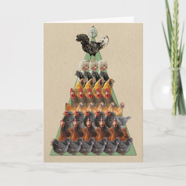 Tarjeta del árbol de navidad del pollo (Anverso)