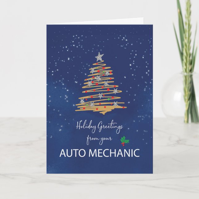 Tarjeta Del árbol de Navidad mecánico automático en la mar (Anverso)