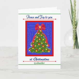 Tarjeta del árbol de navidad para la paz y la