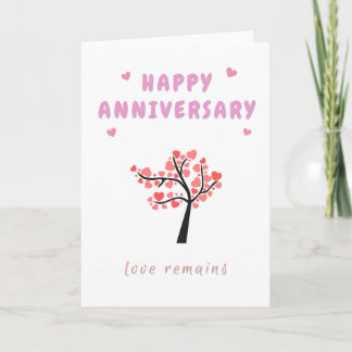 Tarjeta del árbol del amor de aniversario feliz