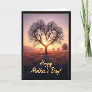 Tarjeta del Árbol del Corazón en Silueta