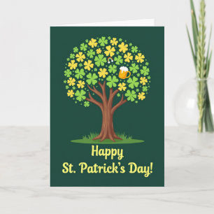 Tarjeta del árbol del día de San Patricio afortuna