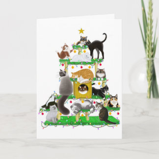 Tarjeta del árbol del gato del día de fiesta