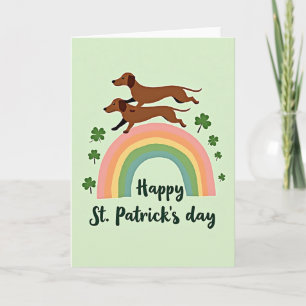 Tarjeta del Arcoíris de Dachshunds Afortunados