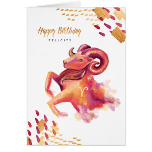 Tarjeta del arte de Acuarela del zodiaco del aries