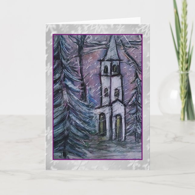 Tarjeta del arte de la aguja de Snowscape (Anverso)