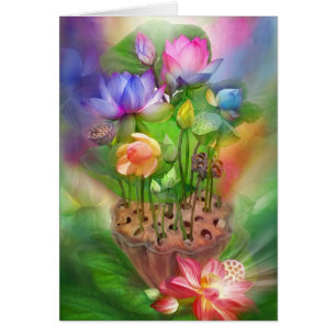 Tarjeta del arte de la cura Lotus Chakras