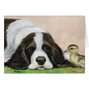 "Tarjeta del arte del perro de aguas y del anadón