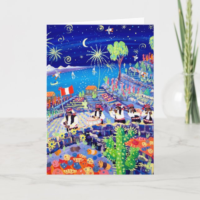 Tarjeta del arte: Gaiteros de Pachamama, Perú. (Anverso)