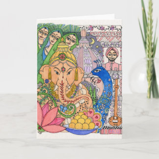 Tarjeta del arte - Ganesh y las señoras del pavo