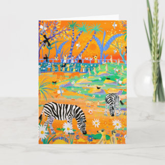 Tarjeta del arte: Puesta del sol rayada del safari