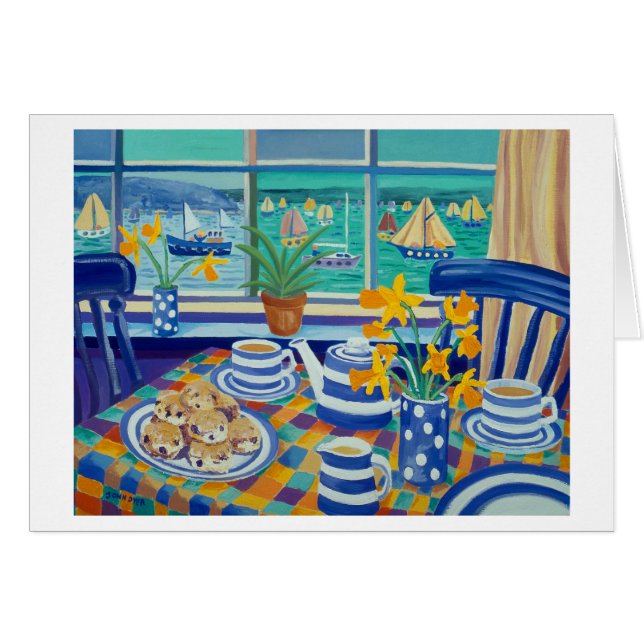 Tarjeta del arte: Teatime de Cornualles (azul de (Anverso (Horizontal))