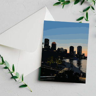 Tarjeta del atardecer del puerto de Boston