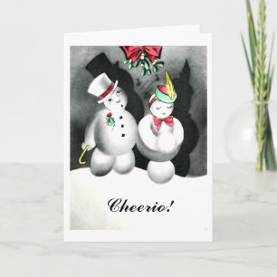 Tarjeta del beso del navidad del muñeco de nieve
