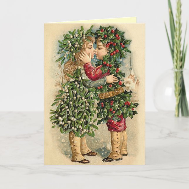 Tarjeta del beso del navidad del Victorian (Anverso)