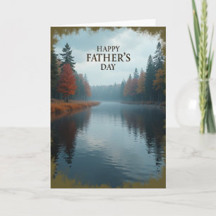 Tarjeta del bosque brumoso del Día del Padre
