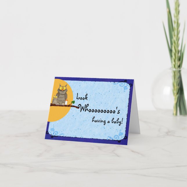 Tarjeta del búho de Baby Shower (Anverso)