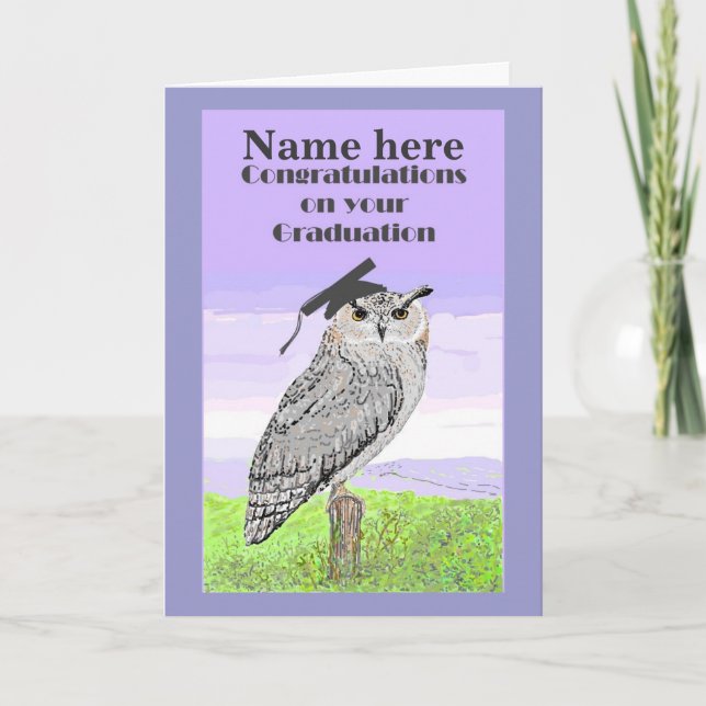 Tarjeta del búho de la enhorabuena de la (Anverso)