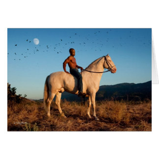 Tarjeta del caballo del hombre de la luna del