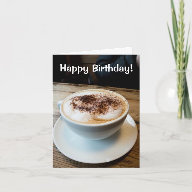 Tarjeta del cappuccino del feliz cumpleaños (Anverso)