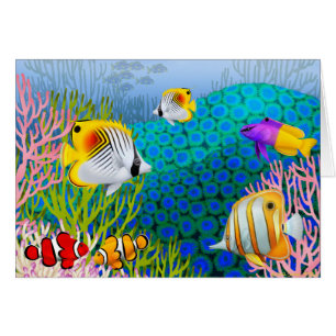 Tarjeta del Caribe colorida del arrecife de coral