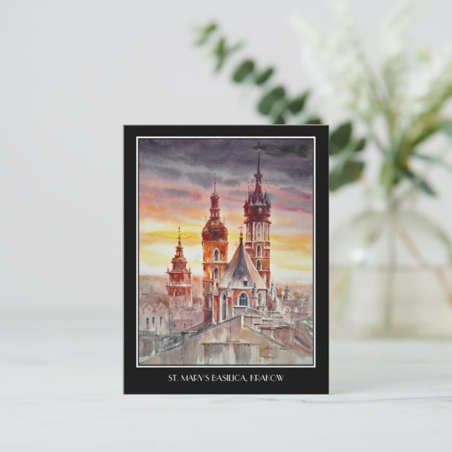 Tarjeta del casco antiguo de Polonia, Krakow pinta (Anverso de pie)