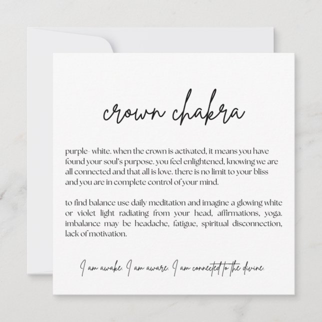 Tarjeta del Chakra Corona - (Sencillo, Elegante, B (Anverso)